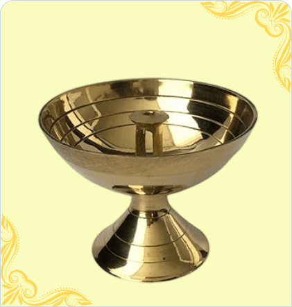 Puja Samagri Online Brass Metal Jyot/Oil Lamp Diya (Golden)