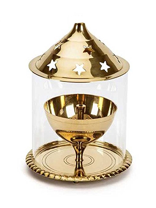 The Brass & Glass Akhand Jyot Diya (small)