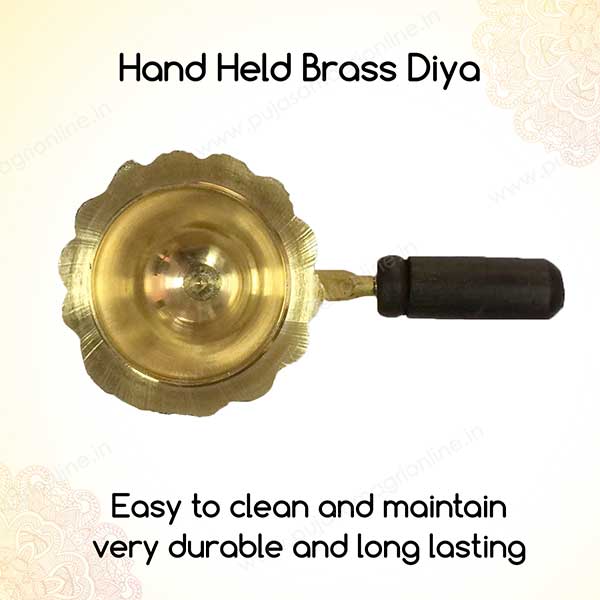 Hand Held brass jyot / diya / oil lamp / loban dan PSO