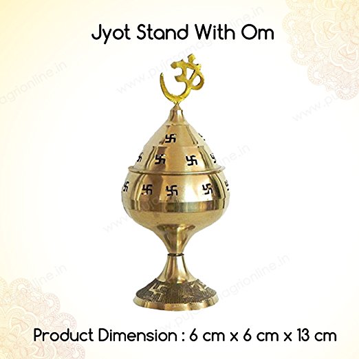 Jyot Stand with Om PSO/Brass akhand jyot with Cover/Diya/Oil lamp