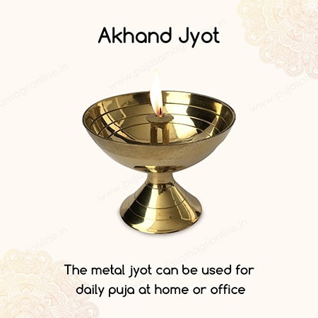 Puja Samagri Online Brass Metal Jyot/Oil Lamp Diya (Golden)