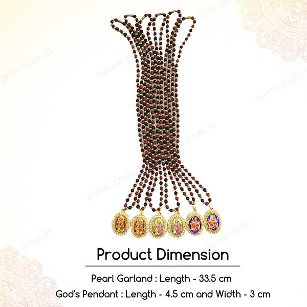 Pearl Beads Garland/Mala with God's Pendant (Pack of 6) PSO