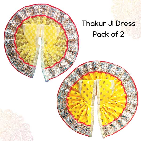 Thakur Ji/Ladoo Gopal/Laddu Gopal/Thakur Ji/Krishna/Bal Gopal Net and Polka Dot Yellow Dress PSO