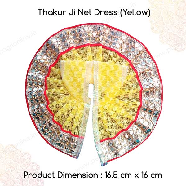Thakur Ji/Ladoo Gopal/Laddu Gopal/Thakur Ji/Krishna/Bal Gopal Net and Polka Dot Yellow Dress PSO