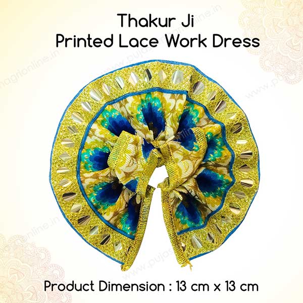 Thakur Ji/Ladoo Gopal/Laddu gopal/Thakurji/krishna/bal gopal Printed Lace Work Dress (BLUE) PSO