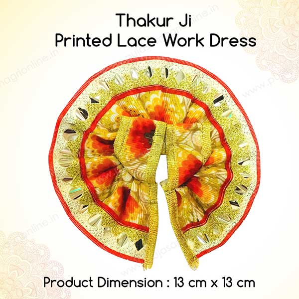 Thakur Ji/Ladoo Gopal/Laddu gopal/Thakurji/krishna/bal gopal Printed Lace Work Dress (RED) PSO