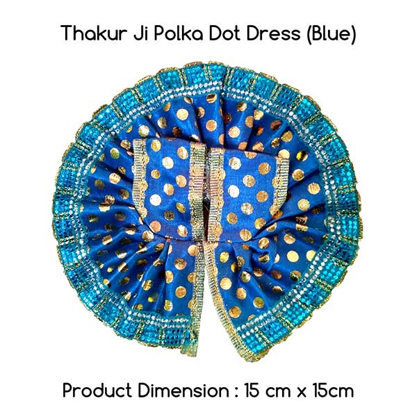 Thakur Ji/Ladoo Gopal/Laddu Gopal/Thakurji/Krishna/Bal Gopal Polka Dots Dress (Blue) PSO