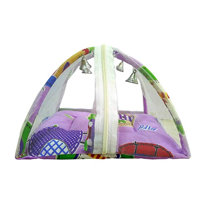 Thakur Ji/Ladoo Gopal/Laddu Gopal/Thakurji/Krishna/bal Gopal Jali Bed singhasan with mousquito net and Pillow(Purple Printed Big) PSO