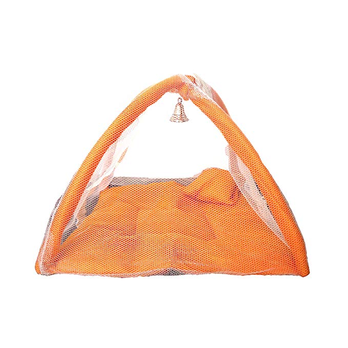 Thakur Ji/Ladoo Gopal/Laddu Gopal/Thakurji/Krishna/bal Gopal Jali Bed singhasan with mousquito net and Pillow (Orange) PSO