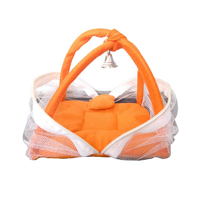 Thakur Ji/Ladoo Gopal/Laddu Gopal/Thakurji/Krishna/bal Gopal Jali Bed singhasan with mousquito net and Pillow(Orange Big) PSO