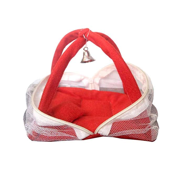 Thakur Ji/Ladoo Gopal/Laddu Gopal/Thakurji/Krishna/bal Gopal Jali Bed singhasan with mousquito net and Pillow(red Big) PSO