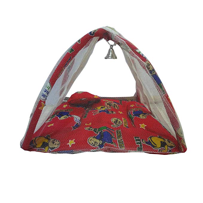 Thakur Ji/Ladoo Gopal/Laddu Gopal/Thakurji/Krishna/bal Gopal Jali Bed singhasan with mousquito net and Pillow(red Printed Big) PSO