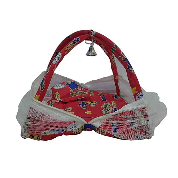 Thakur Ji/Ladoo Gopal/Laddu Gopal/Thakurji/Krishna/bal Gopal Jali Bed singhasan with mousquito net and Pillow(red Printed Big) PSO