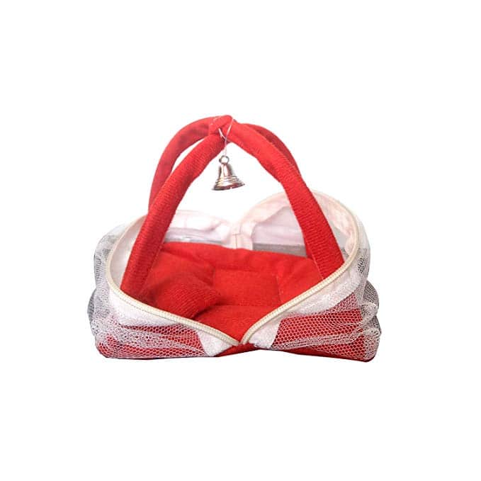 Thakur Ji/Ladoo Gopal/Laddu Gopal/Thakurji/Krishna/bal Gopal Jali Bed singhasan with mousquito net and Pillow (red) PSO