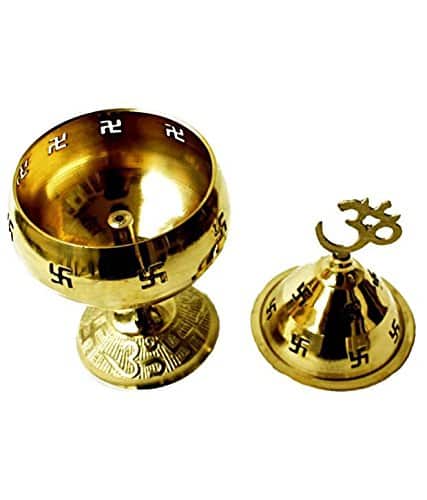 Brass Akhand jyot puja diya with om