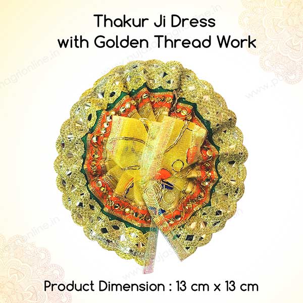 Thakur Ji/Ladoo Gopal/Laddu gopal/Thakurji/krishna/bal gopal Dress with Golden Thread Work (Orange and Green) PSO