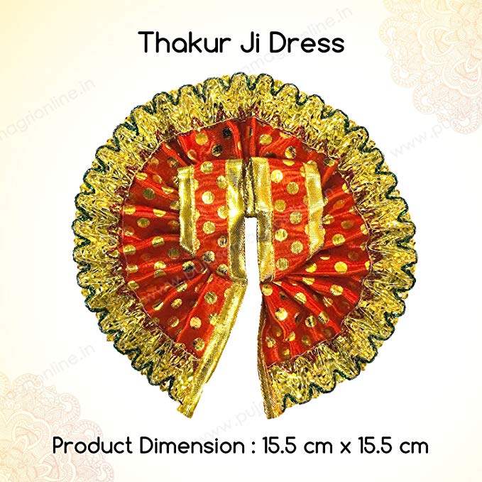 Puja Samagri Online Fabric Ladoo Gopal Polka Dot Dress (Red ,15.5 Cm X 15.5 Cm)