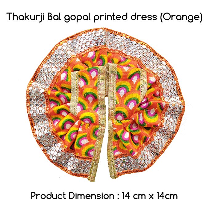 Puja Samagri Online Thakurji/Bal Gopal Printed Dress (Orange)