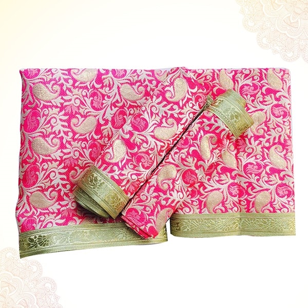 Silk Mix Rumala Sahib Set 4 Piece Set For Guru Granth Sahib Ji- (Rumala : 50" x 44" , Palka : 20" x 20")