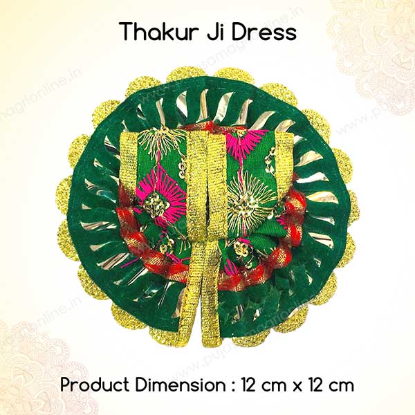 Thakur Ji Laddu Gopal Dress with Embroidery Work in Green Color