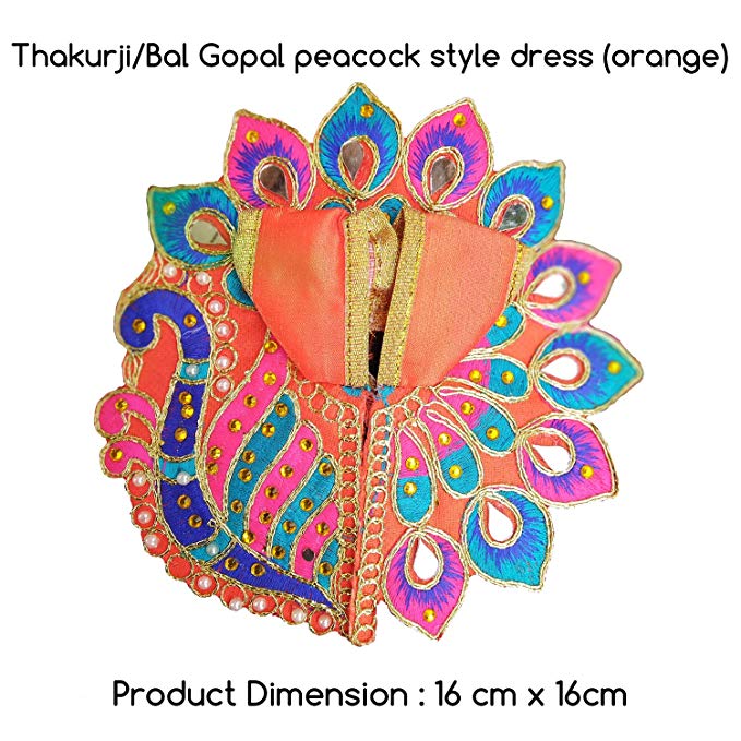 Thakurji/Bal Gopal Peacock Style Dress (Orange)