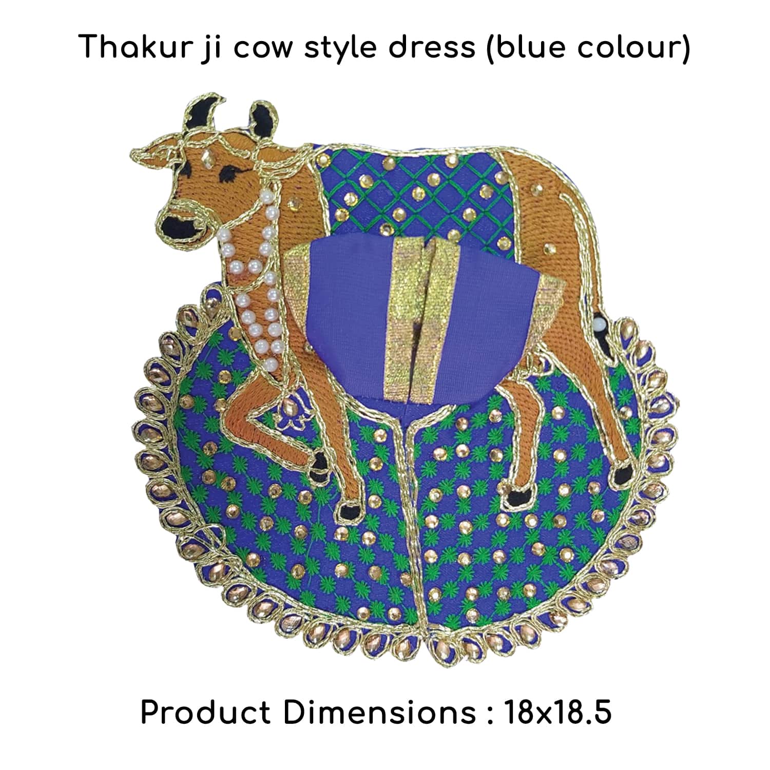 Thakur Ji/Ladoo Gopal/Laddu Gopal/Thakurji/Krishna/bal Gopal Cow Style Dress PSO (Blue, Big)