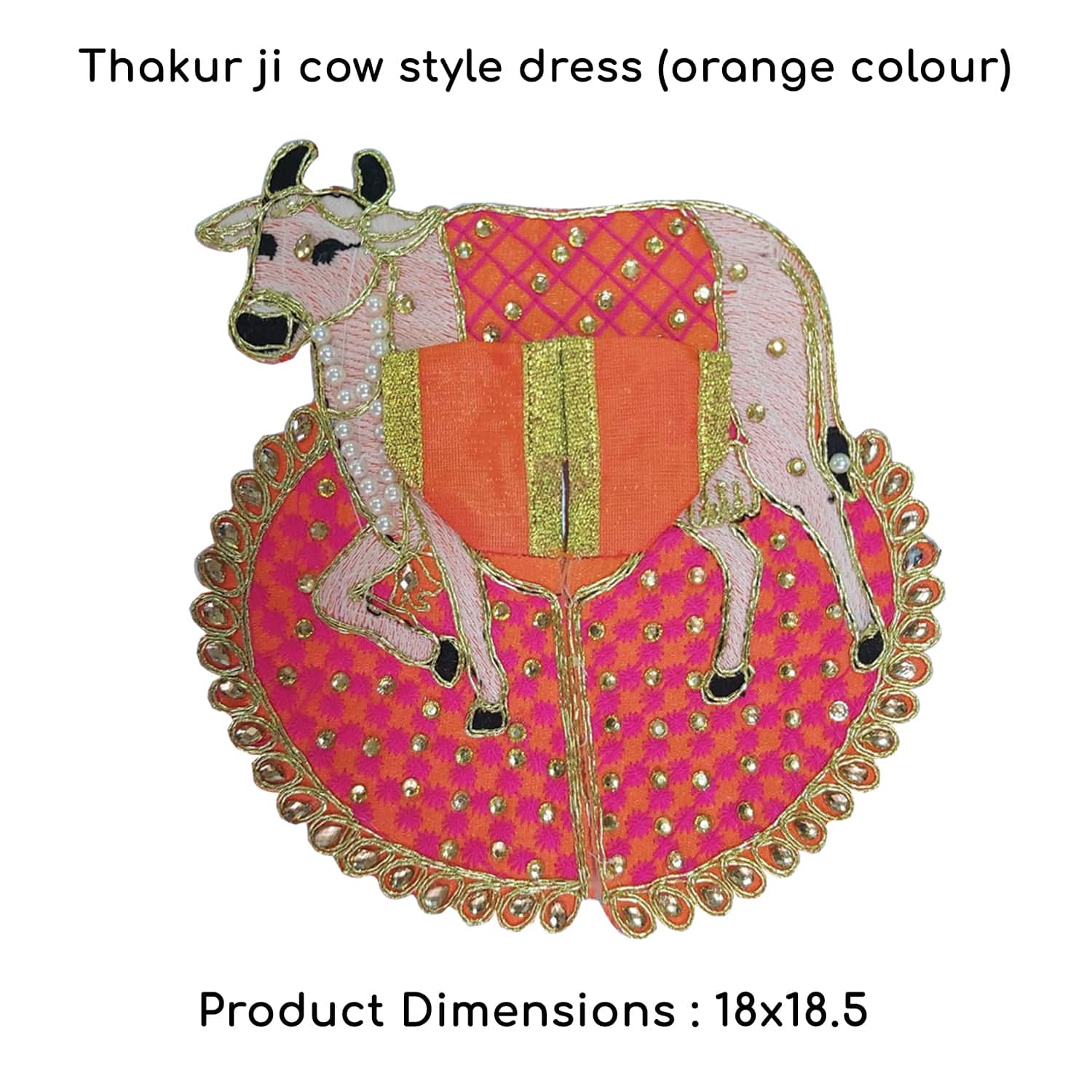 Thakur Ji / Ladoo Gopal / Laddu gopal / Thakurji / krishna/ bal gopal cow style dress PSO (Orange, Big)