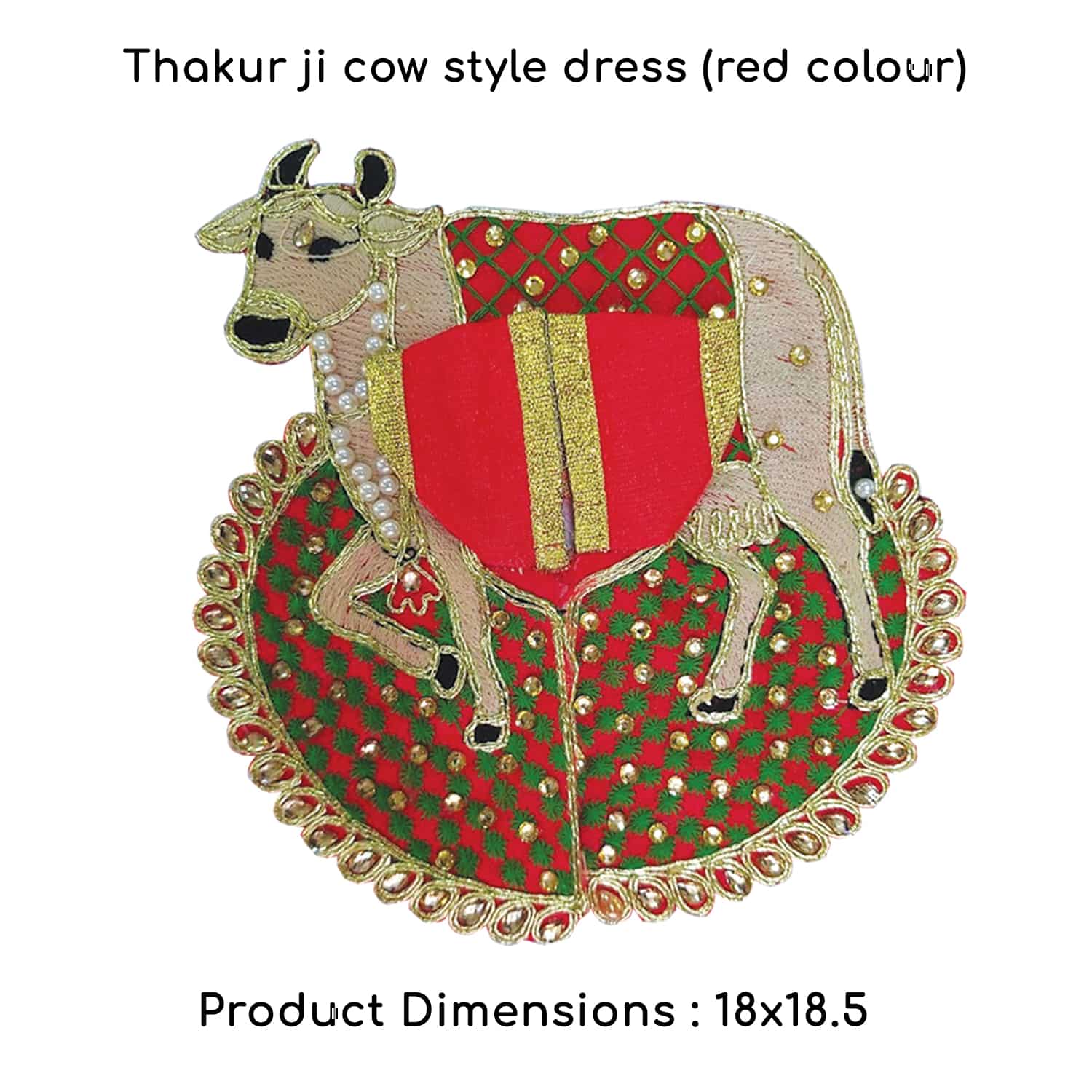 Thakur Ji / Ladoo Gopal / Laddu gopal / Thakurji / krishna/ bal gopal cow style dress PSO (Red, big)
