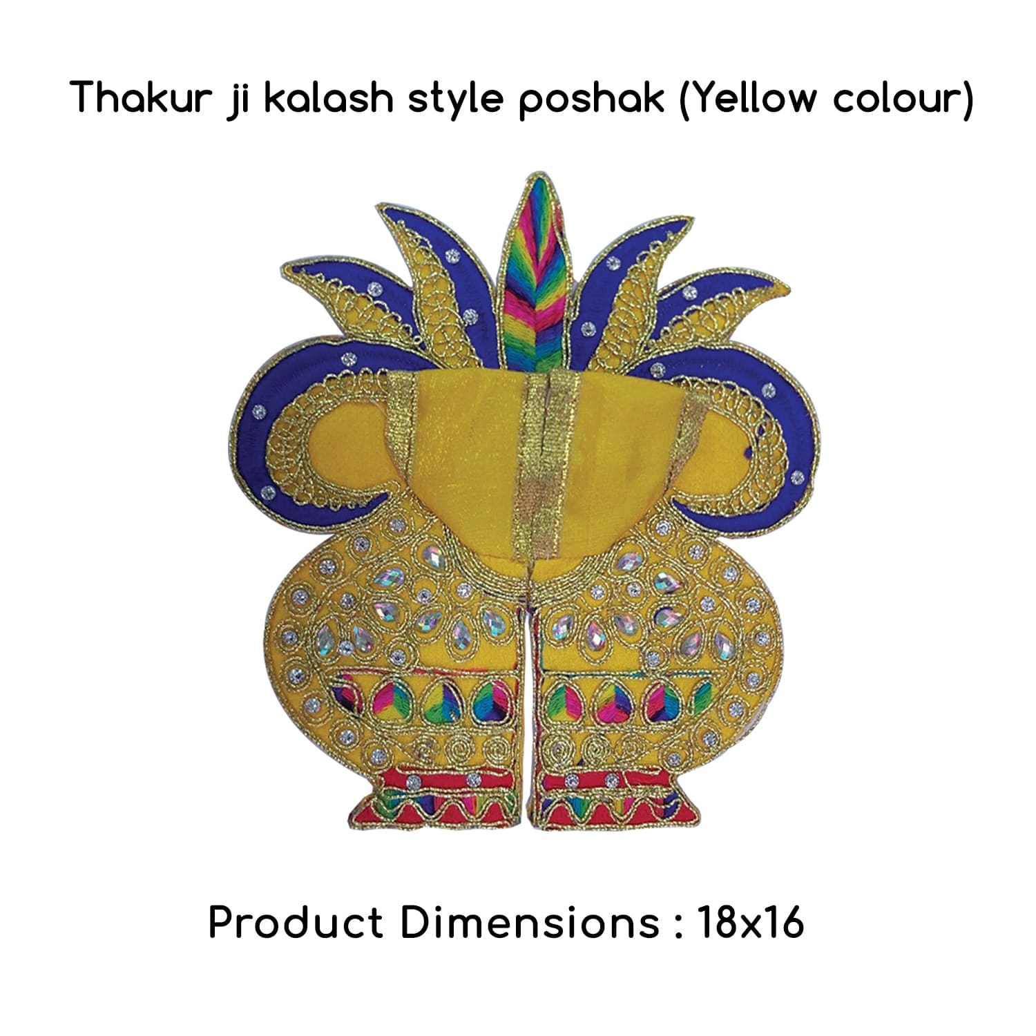 Thakur Ji / Ladoo Gopal / Laddu gopal / Thakurji / krishna/ bal gopal Kalash style dress PSO (yellow)