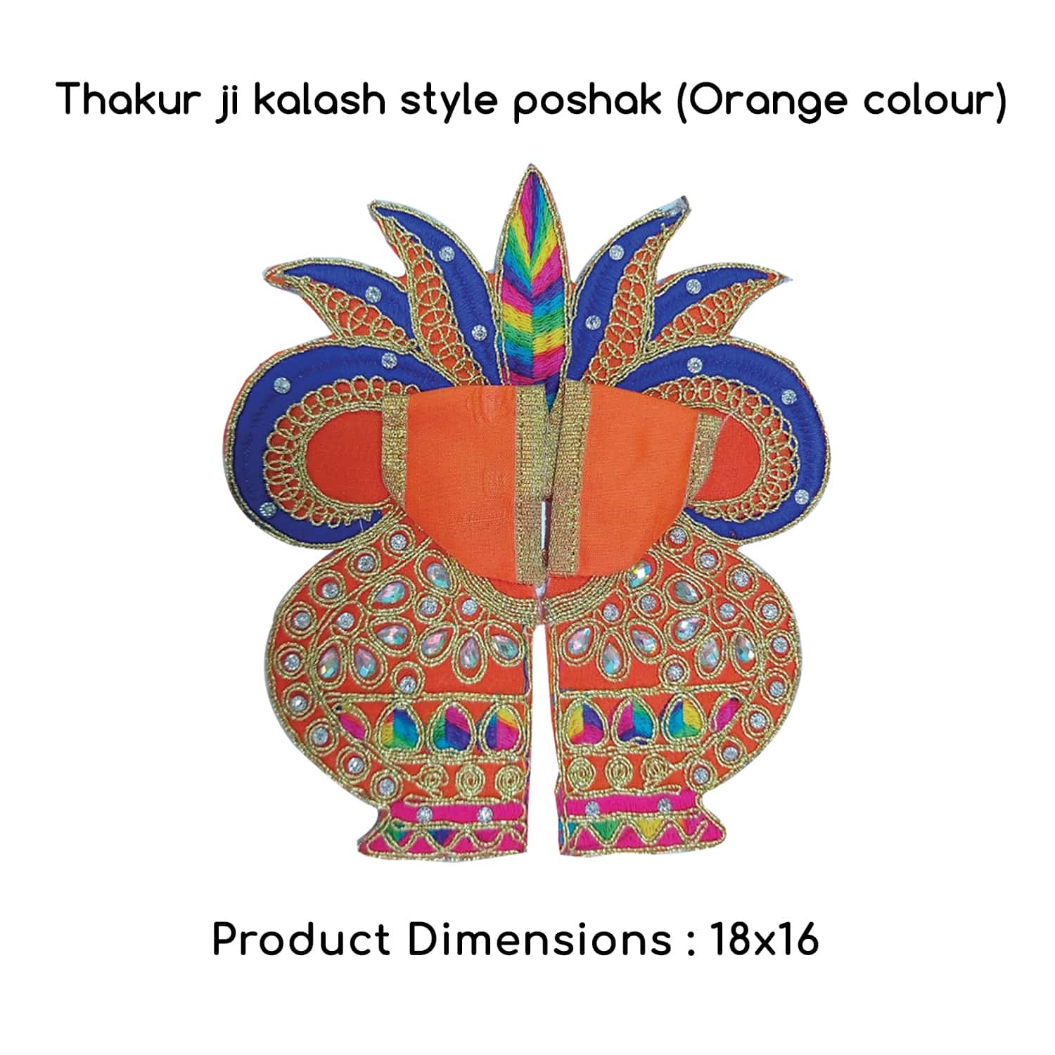 Thakur Ji / Ladoo Gopal / Laddu gopal / Thakurji / krishna/ bal gopal Kalash style dress PSO (Orange)